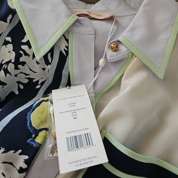 Tory Burch Patchwork Dress with Gold Accents MSRP $498 - Picture 6 of 8